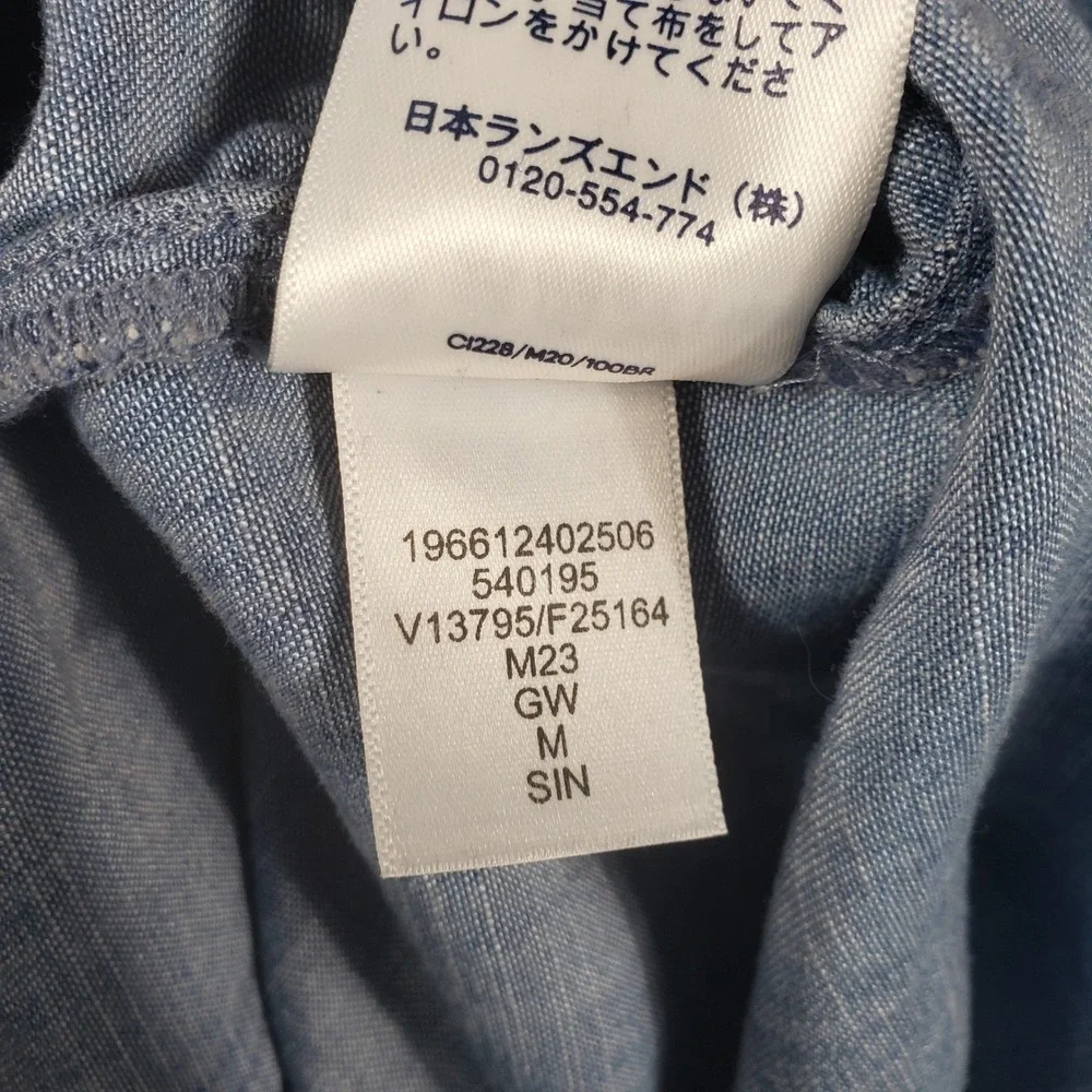 Lands' End Women M Chambray Shirt Dress Blue Denim Short Sleeve Button‎ Front - Picture 4 of 8